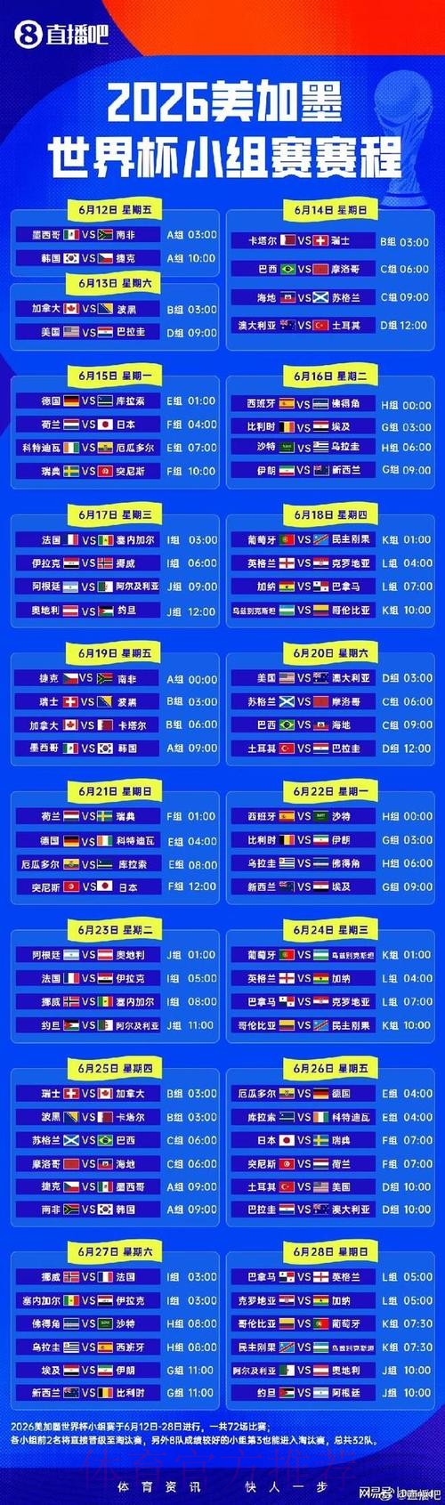 2026世界杯小组赛赛程今日全程直播直播平台 2026世界杯小组赛赛程今日全程直播直播平台